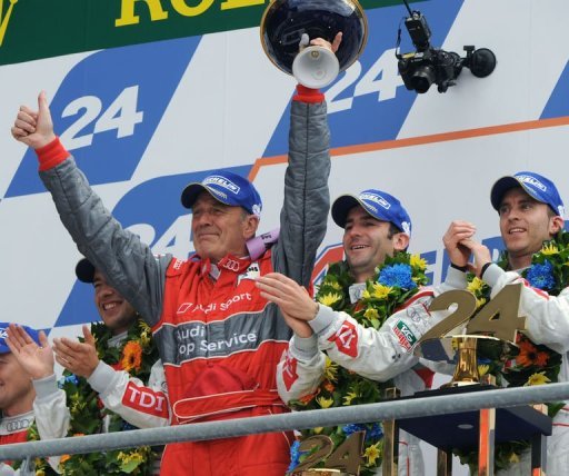 L'Allemand Mike Rockenfeller sur Audi lors des 2H heures du mans le 13 juin 2010.