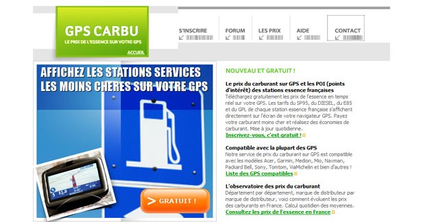 GPScarbu : les prix de l'essence sur GPS