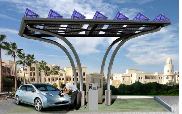 DBT présente une borne de recharge avec capteurs solaires