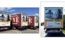 La sécurité routière s'affiche à l'arrière des camions
