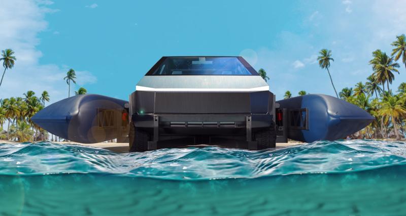 Cet inventeur américain transforme le Tesla Cybertruck en catamaran électrique - Le concept Cybercat