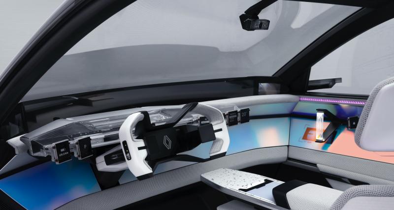 Renault Scénic Vision (2022) : le monospace renaît, il roule désormais à l’électricité et à l’hydrogène - Une dizaine de petits widgets autour du conducteur