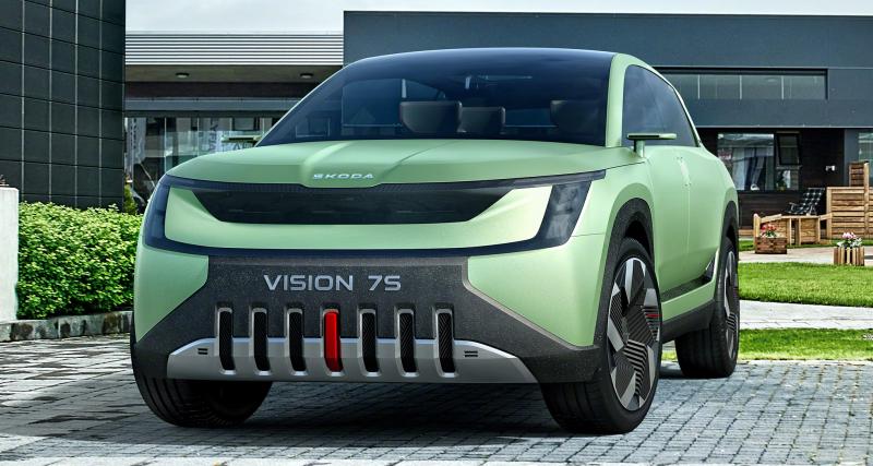 Skoda Vision 7S (2022) : ce nouveau SUV électrique 7 places annonce un futur modèle familial - Des pare-chocs étonnants à l’avant comme à l’arrière