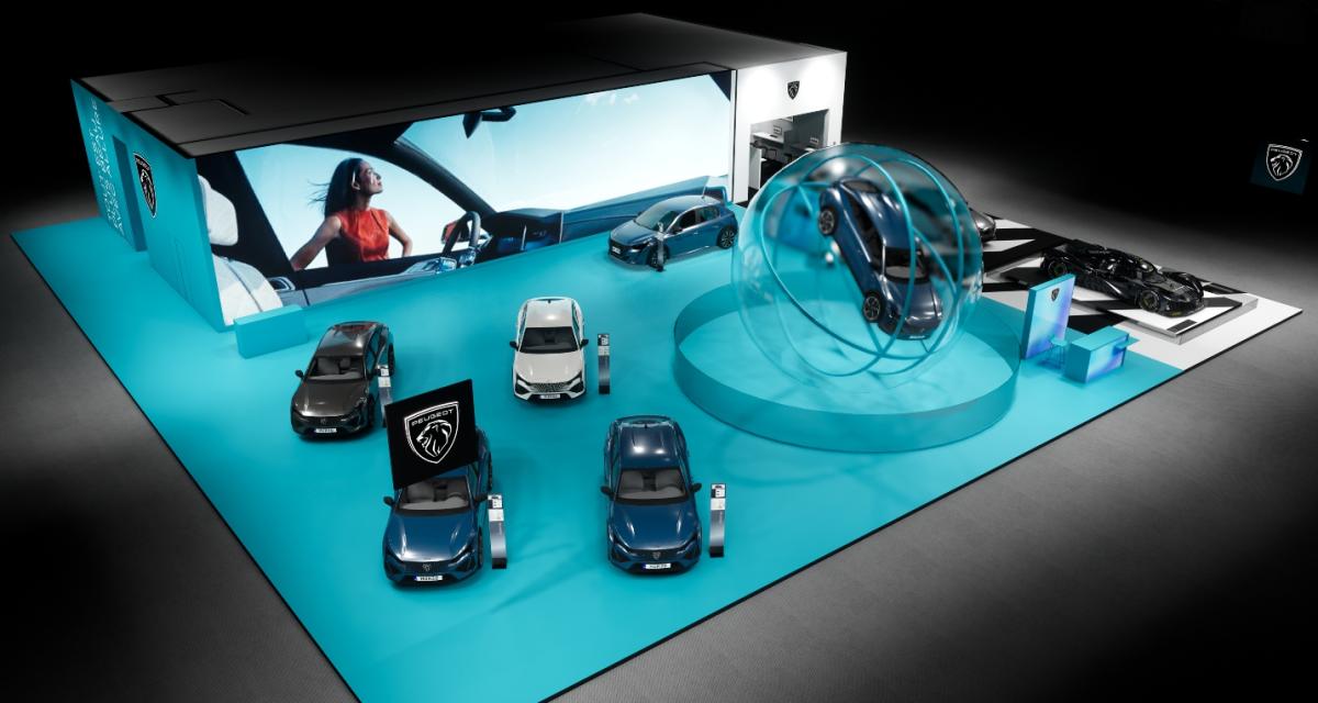 Projection du stand Peugeot au Mondial de l'Auto 2022