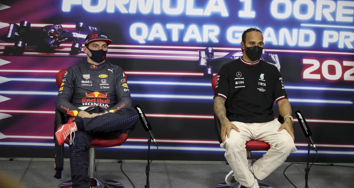 Photo d'illustration - Max Verstappen et Lewis Hamilton en conférence de presse 