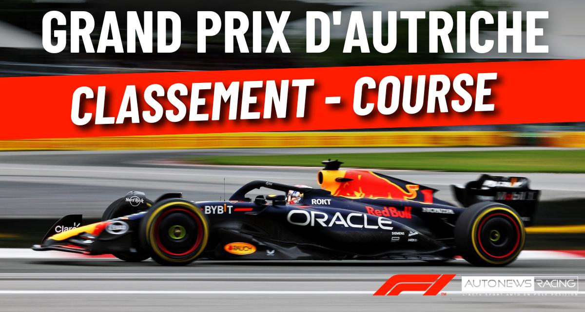 GP d'Autriche de F1 - Verstappen gagne devant Leclerc, le classement de la course