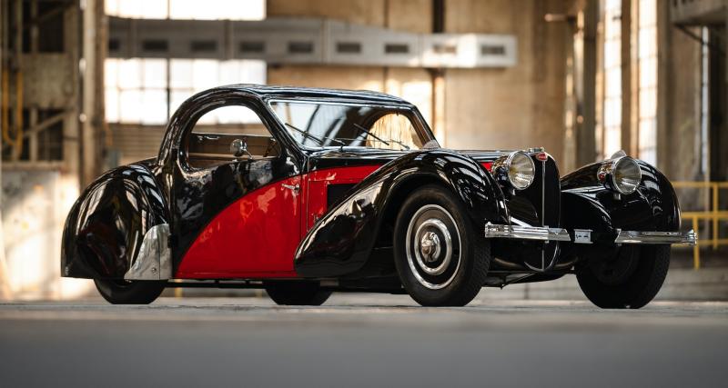 Sublime en rouge et noir, la Bugatti Type 57S Atalante débarque en salle des ventes à St-Moritz