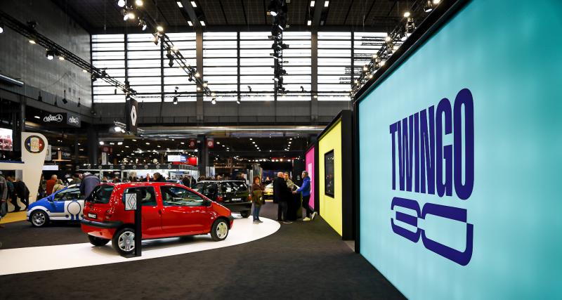 The Renault Twingo celebrates its 30th anniversary at the Retromobile show in 2023.