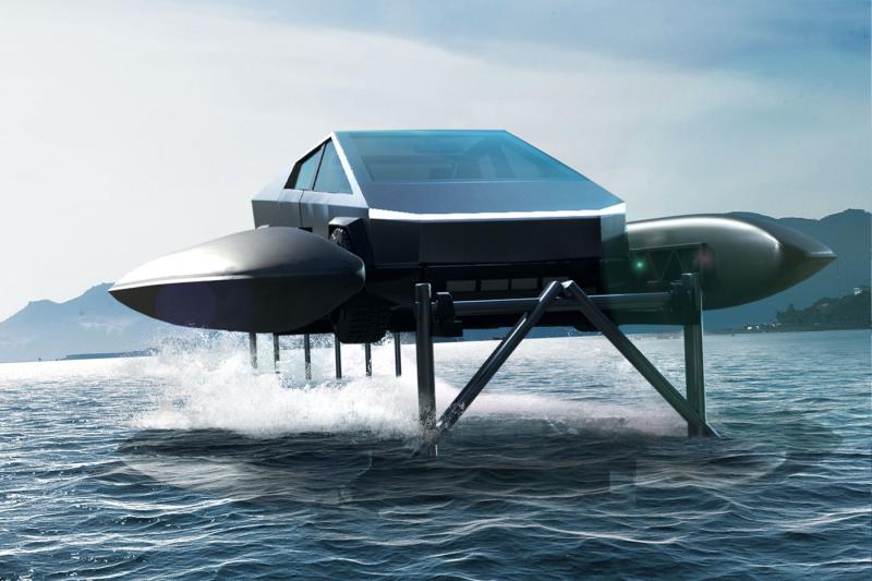 Tesla Cybertruck | Les photos du concept de véhicule amphibie Cybercat
