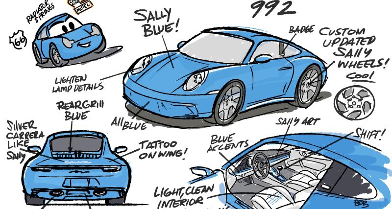 Porsche s’associe à Pixar pour créer une 911 inspirée par Sally Carrera du film Cars - Pas une copie conforme