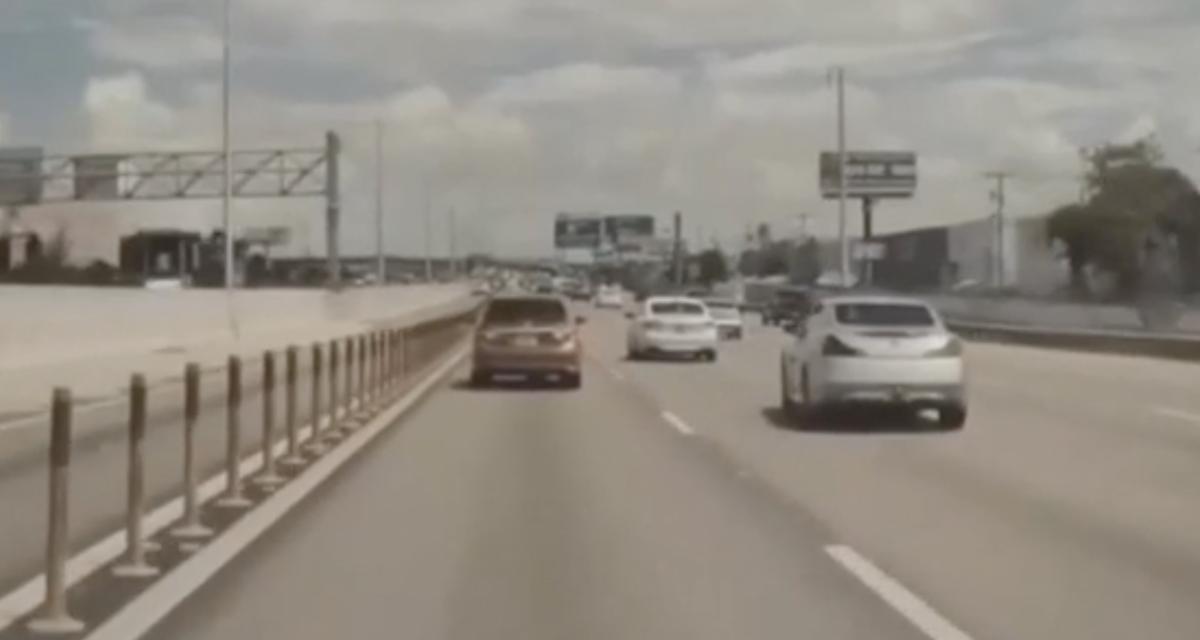 VIDEO - Il tente un slalom sur l'autoroute, c'est manqué