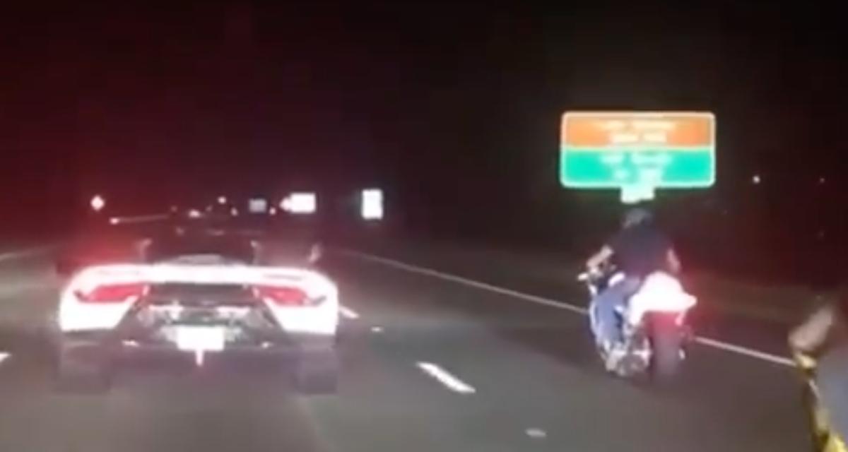 VIDEO - Course de nuit entre une Lamborghini et deux motos, elle ne dure pas bien longtemps