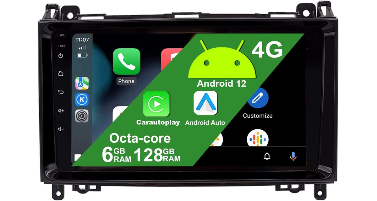 Un autoradio multimédia Android 12 avec CarPlay pour le Mercedes Vito
