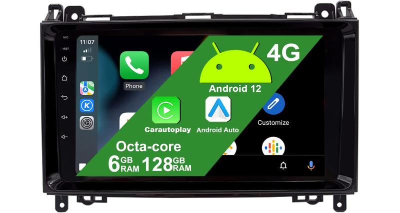  - Un autoradio multimédia Android 12 avec CarPlay pour le Mercedes Vito