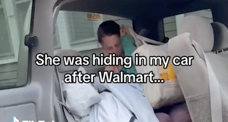  - Une femme se cache dans sa voiture, la conductrice ne la découvre qu'en revenant du supermarché