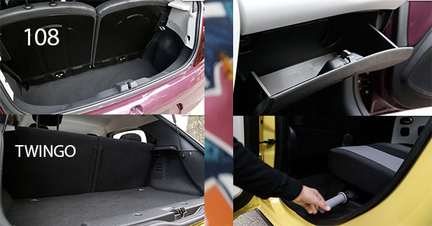Exclusif : la Peugeot 108 face à la nouvelle Renault Twingo - L'espace à bord