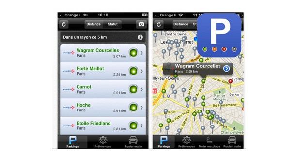 Caraudiovidéo : 15 applications iPhone pour la voiture - Parking Dispo