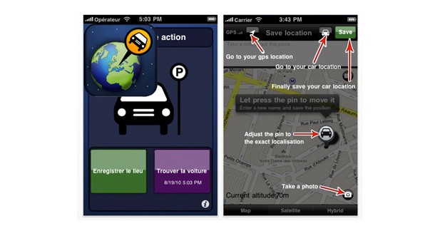 Caraudiovidéo : 15 applications iPhone pour la voiture - Retrouver ma voiture