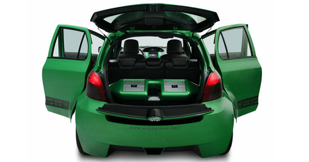 Toyota Yaris Tailback Concept : ça gaz pour elle - Des bombonnes en guise de sac à dos