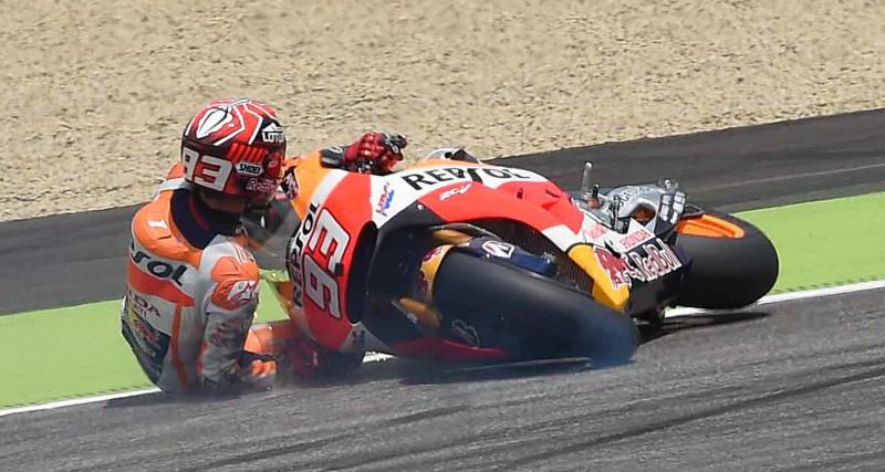  - MotoGP - La chute de Marc Marquez lors des EL2 du Grand Prix d’Aragon en vidéo
