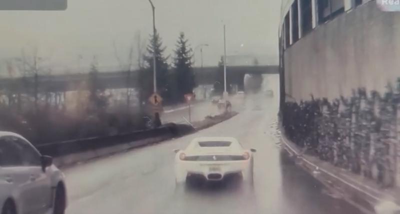  - VIDEO - Accélérer avec une Ferrari sous la pluie, ça peut vite mal tourner