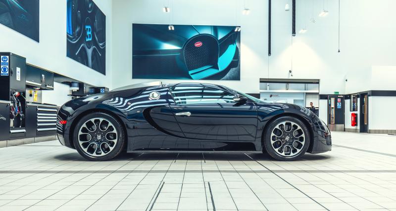 Chirons and Veyrons on display inside the dealership