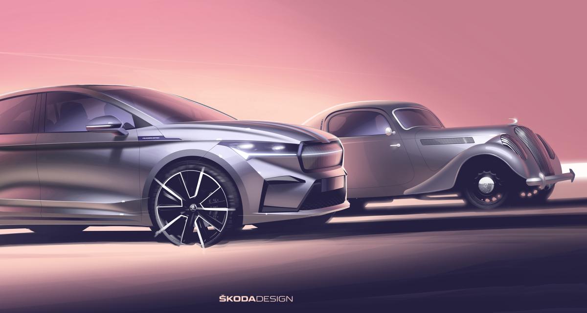 Skoda Enyaq Coupé iV (2022) : ultimes croquis avant la révélation du SUV électrique