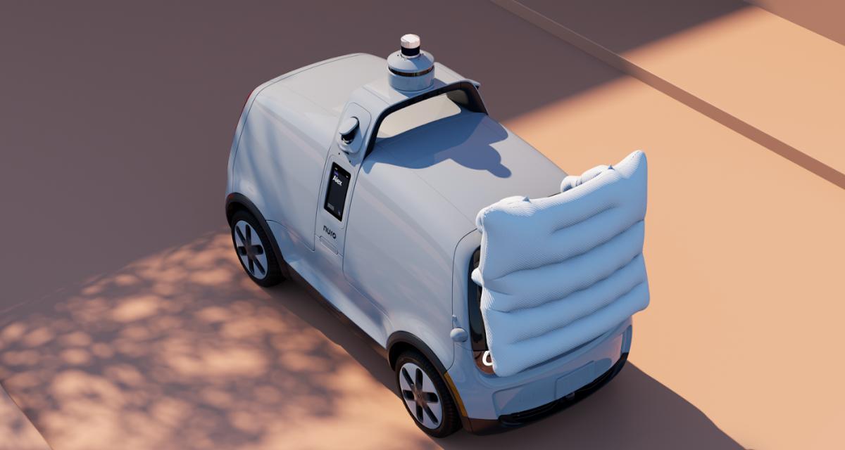 Ce petit véhicule de livraison électrique et autonome embarque un airbag pour piétons