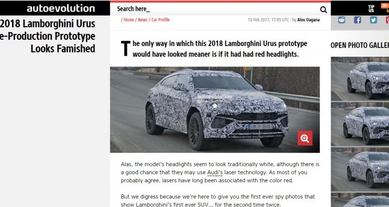  - Le Lamborghini Urus de production aperçu pour la première fois