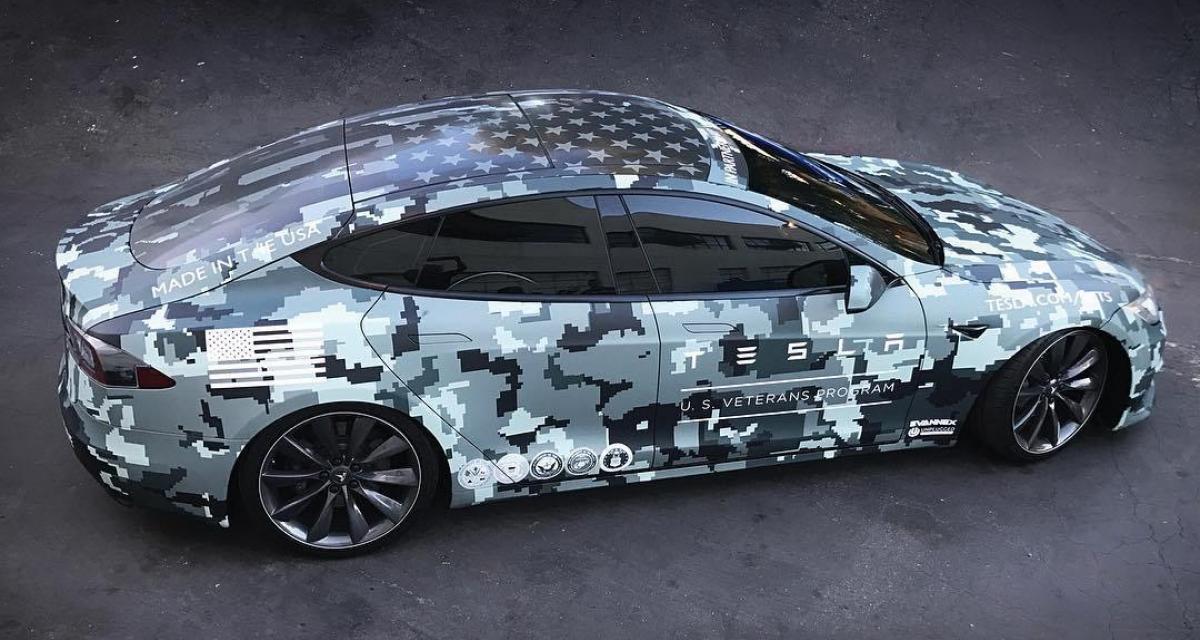 La Tesla Model S s'habille en camouflage pour la bonne cause 