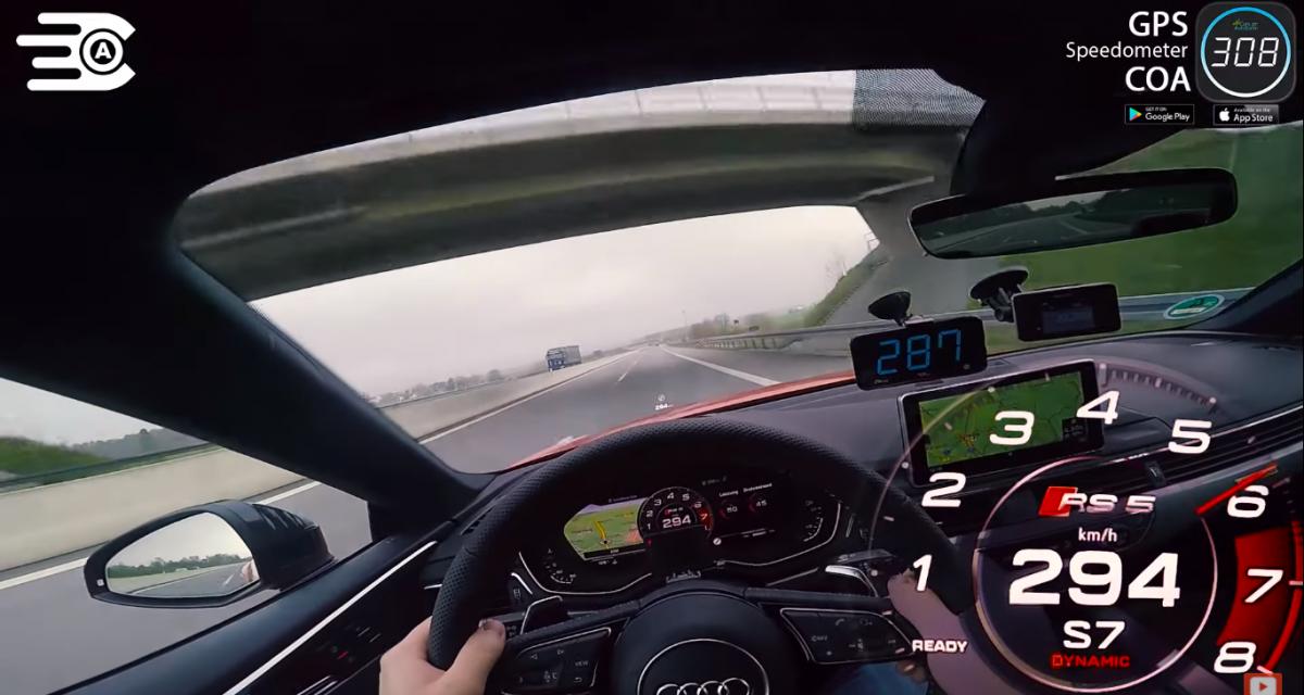 À fond de compteur en Audi RS5 : le YouTubeur monte à 294 km/h sur autoroute, décoiffant