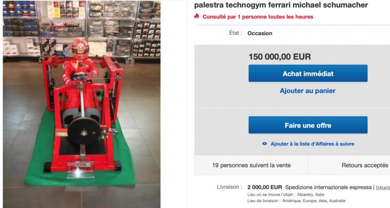 eBay : 150.000 € pour la machine de muscu Ferrari de Michael Schumacher - Muscu du casque ?
