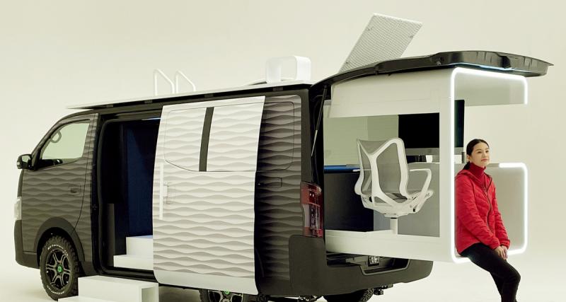 Nissan dévoile un van aménagé pour les télétravailleurs qui aiment changer d’air - Le Nissan NV350 Caravan Office Pod Concept