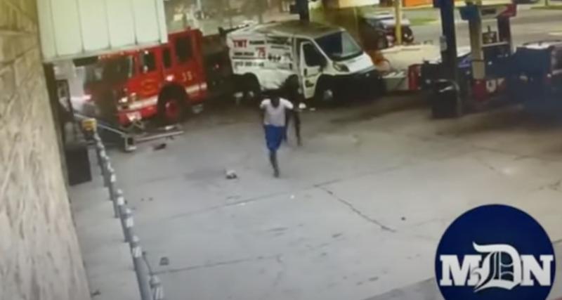  - VIDEO - Un camion vient percuter une pompe à essence, heureusement c’était un camion de pompiers
