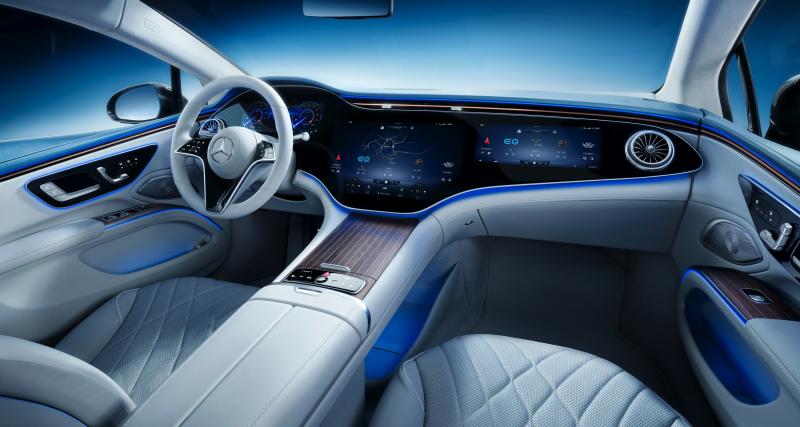 Mercedes EQS (2021) : jusqu’à 770 km d’autonomie pour la limousine 100% électrique - Un hyper-écran comme tableau de bord