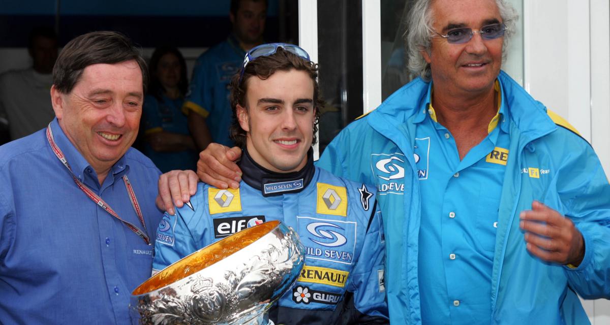 Patrick Faure, Fernando Alonso et Flavio Briatore - Grand Prix de Saint Marin - 2005 