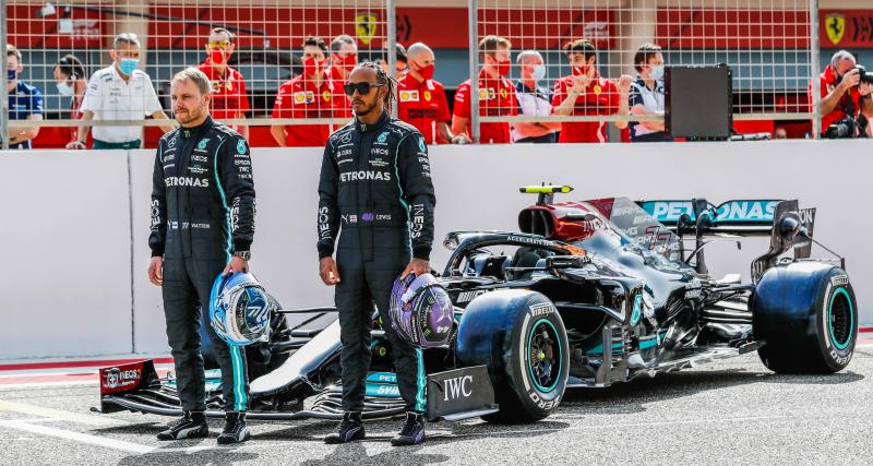 Grand Prix du Portugal 2021 - Photo d'illustration - Lewis Hamilton dans les bras de Valtteri Bottas