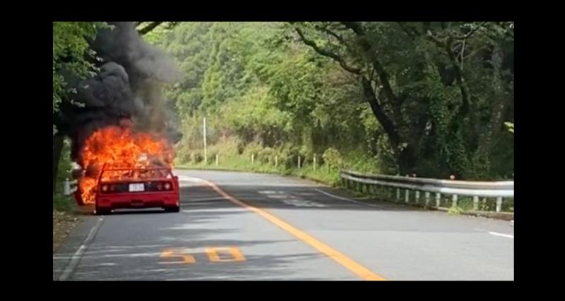  - VIDEO - Une Ferrari F40 complètement brûlée au beau milieu de l'autoroute japonaise