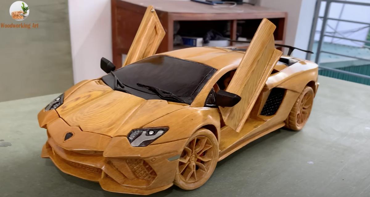 VIDEO - Cette Lamborghini Aventador S Made in France sculptée directement dans du bois est une véritable oeuvre d'art